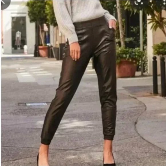 SPANX Pants & Jumpsuits Spanx Leatherlike Pullon Vegan Joggers
